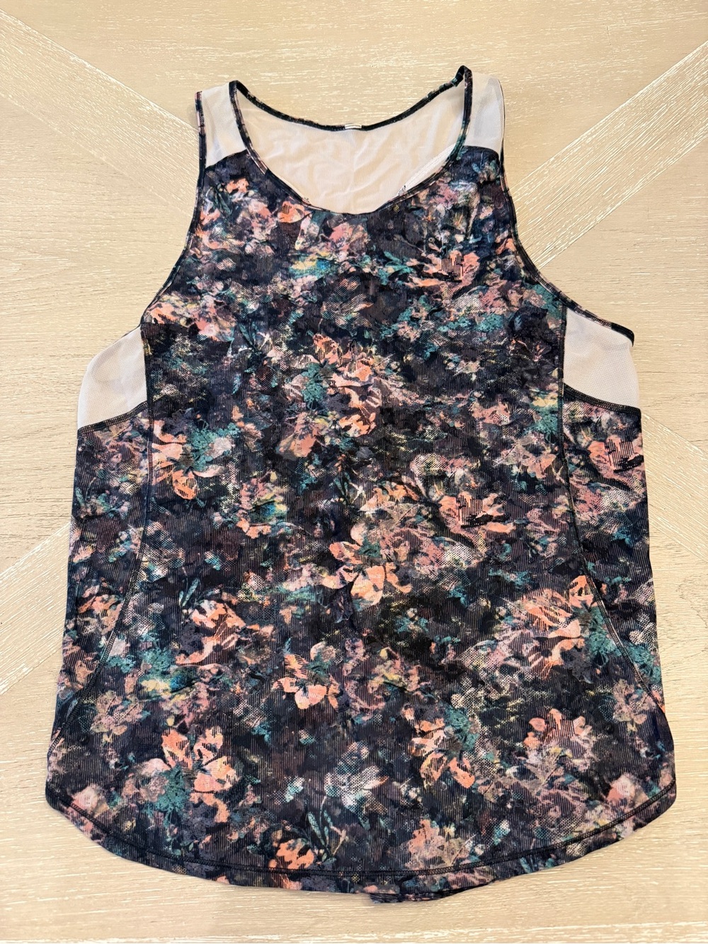 lululemon athletica Floral Mesh-Panel Tank Top - Black, Peach & Teal